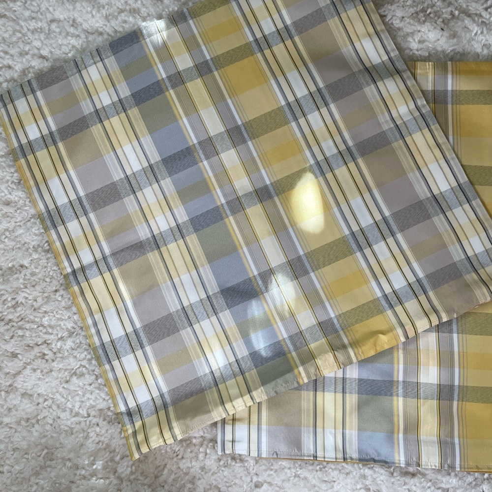 Jim Thompson. Two 100% silk pillow covers. Great plaid excellent condition.